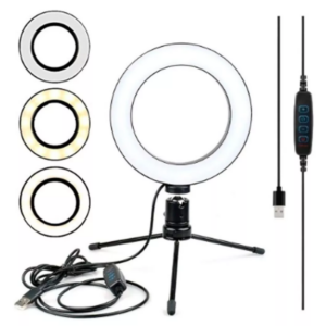 Ring Light De 6 Polegadas Mesa Iluminador Com Led Tripé 16cm Cor da estrutura Preto Cor da luz 3Tons 110V/220V