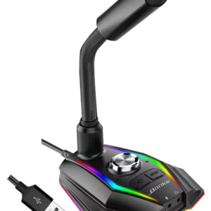 Microfone Condensador para PC com Luz RGB e Dois Padrões de Captação