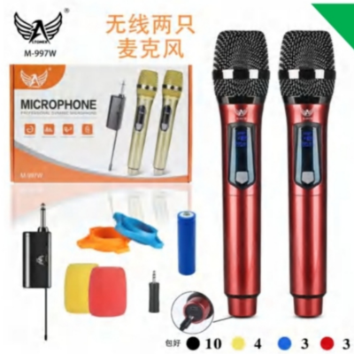 Kit 2 Microfone Sem Fio Dinâmico Com Painel Altomex M-997W