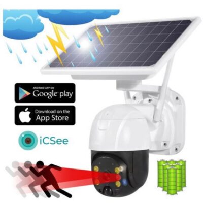Câmera Segurança Dome Wi Fi App Icsee Energia Solar Full Hd